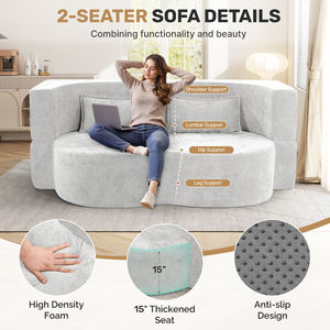 <b>Modern</b> Curved Upholstered Extendable Massage <b>Sofa</b> <b>Bed</b> Velvet High Density Sponge No Assembly Anti-slip School Living Room Lounge - Product Image 3