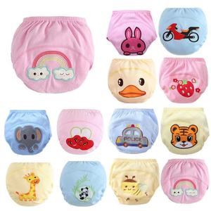 Algodão bebê três camadas de treinamento impermeável calças bordadas toalete xixi aprendizagem calça Cor sólida lavável reutilizável underwear - Product Image 2