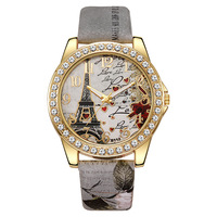 McyKcy Paris Tower-Design Citizen Leisure Montre numérique à quartz pour femme, boîtier en alliage de titane, bracelet en simili cuir Serpentine, 40 mm