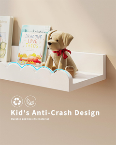Set di 4 Mensole Galleggianti Bianche Montessori per <span class=keywords><strong>Cameretta</strong></span> Bambini Decorazione Asilo Mensole a Parete con Bordi Ondulati - Product Image 2