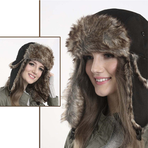 Chapeau de trappeur en cuir d'hiver drôle de Style russe de Guangzhou chaud pour les hommes Chapeau d'hiver d'homme de logo personnalisé avec la vente en gros de fourrure - Product Image 2