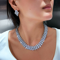 Magnifique Parure de Bijoux de Mariée de Luxe pour Femme, Collier Grand et Boucles d'Oreilles en Zircon Cubique, Style Africain et Moyen-Orient, Accessoires de Robe