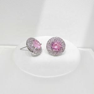 factory price Plata 925 sterling silver luxury dangling <b>earring</b> wholesale bulk party <b>girls</b> pink zircon heart fine <b>stud</b> <b>earrings</b> - Product Image 3