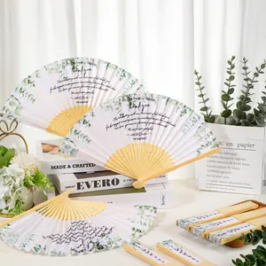 Wedding Hand Fan Logo Personalized Custom Bamboo Folded For The Event