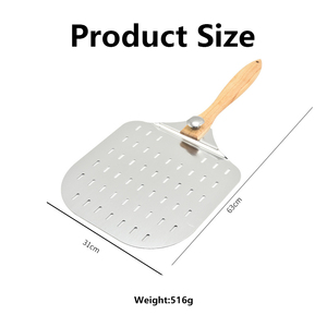 Pelle à <span class=keywords><strong>pizza</strong></span> professionnelle en aluminium perforé avec manche en bois, spatule antiadhésive pour four, outils de cuisson pour <span class=keywords><strong>pizza</strong></span> - Product Image 2
