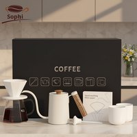 Coffret Cadeau pour Voyage en Plein Air : Kit de Café Filtré Manuel Moderne 7 Pièces avec Pot et Filtre