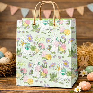 Papier d'emballage à motifs de lapin de Pâques et d'œufs, papier d'art enduit, emballage cadeau écologique pour la célébration du printemps - Product Image 2