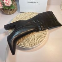 Bottes pour femmes, hauteur genou, talon bloc, nouvelle mode, cuir, bottes hautes pour femmes