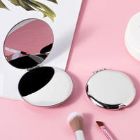 Miroir rectangulaire pliable double face en acier inoxydable avec logo personnalisé Petit mini miroir cosmétique portable