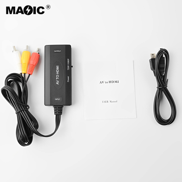 Hot Selling Full HD 720P 1080P RCA to HDMI Converter AV to HDMI Adapter for DVD STB Roku with Female RCA Output