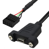 Câble adaptateur USB 2.0 Type-C femelle à 9 broches pour carte mère, à monter sur panneau avec trous de fixation pour boîtier PC