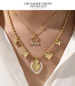 Collar con Colgante de Corazón MOM con Pedrería Estilo Vintage, Gargantilla de Cristal en Tono Dorado, Joyería Sentimental, Regalo para Madre, <span class=keywords><strong>Abuela</strong></span>, Mujer - Product Image 2