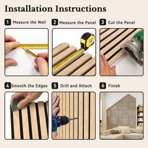 Panneaux muraux acoustiques en bois 3D <span class=keywords><strong>à</strong></span> lattes, <span class=keywords><strong>à</strong></span> <span class=keywords><strong>coller</strong></span>, absorbant le son, texture bois, panneaux décoratifs pour le design d'intérieur de bureau et de studio - Product Image 5
