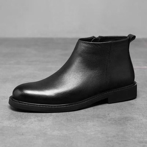 Men's PU Chelsea <b>Boots</b> with Solid Color Design Retro European Style Winter Slip-On <b>Boots</b> for Ins Social Platform - Product Image 4