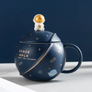 3D круглая керамическая кружка космонавта, милая планета, выпивка пары, Офисная чайная чашка Super Cartoon, кофейная кружка Kawaii, крутая чашка