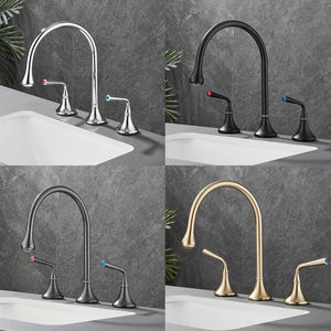 <span class=keywords><strong>Robinetterie</strong></span> sanitaire, robinets de salle de bain à montage sur plan, mélangeur de lavabo en laiton, robinet de lavabo à 3 trous avec eau chaude et froide - Product Image 2