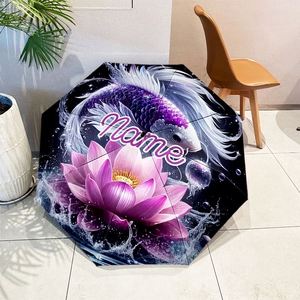 ร่มพับลายดอกบัวสีม่วงแบบกำหนดเอง 1 ชิ้น ไม่มีขั้นต่ำในการสั่งซื้อ  พร้อมสกรีนชื่อ  ของขวัญสำหรับคนรักสวน  ป้องกันรังสียูวี  ร่มพิมพ์ลายส่วนตัว - Product Image 2