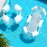 Chaise longue aquatique rétro en maille, modèle gonflable 160, ovale, blanc pailleté, pour fête au bord de la piscine, de l'usine de jouets aquatiques transfrontalière de Yiwu