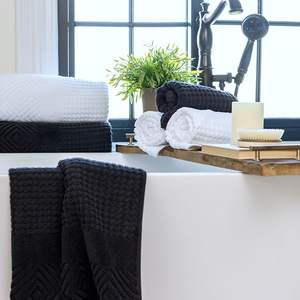 Ensemble de serviettes de bain de luxe en coton biologique 100% jacquard diamant 700 GSM - <span class=keywords><strong>Ultra</strong></span> douces et absorbantes, qualité hôtel et spa - Product Image 4