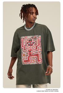 BE4009 Custom 100%Cotton 285GSM Casual Fashion Knitted <b>Hip</b> Hop Tshirt Y2k Vintage Acid Washed Oversized Boxy Cropped T Shirt Men - Product Image 4