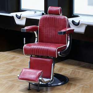 Silla de Barbería en Oferta, Silla de Peluquería Negra, Muebles de Salón, Silla de Barbería Sherman con Reposacabezas Empotrado para Hombres - Product Image 1