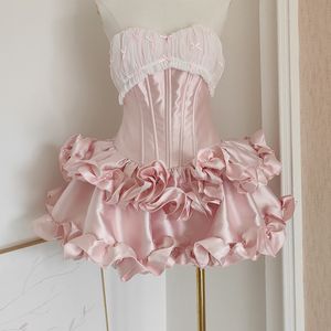 Vestido de cintura con borde de oreja negra en <span class=keywords><strong>topless</strong></span> de espina de pescado empalme con lazo sensual de diseño de lujo ligero - Product Image 4