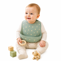 Bavoir pour bébé en silicone de qualité alimentaire sans BPA, imperméable, réglable avec poche récupératrice de nourriture pour nouveau-nés, nourrissons et tout-petits