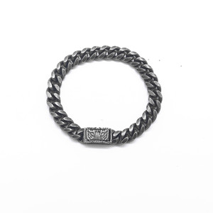 Yunnique Retro Black Titanium Steel Geometric Animal Lion Head Print Unisex Fashion Chain Bracelet Jewelry Gift - Product Image 5