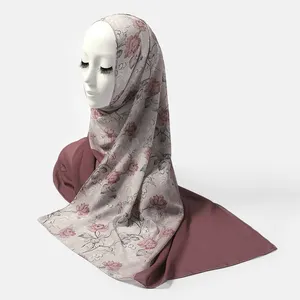 Design Fashion Long Scarf Hijab For Ladies Printed Summer Foulard Chiffon Shawl Wraps For Muslim Women