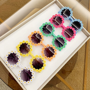 New Children's Flower Sunglasses Small Daisies Cute Small Flower Sunglasses Round <strong>Frame</strong> Petal <strong>Glasses</strong> <strong>Baby</strong> Girl Accessories - Product Image 3