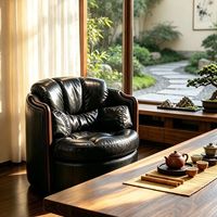 Fauteuil pivotant en cuir PU de style vintage avec table basse intégrée, pour salon, bureau ou salle d'étude, chaise Jiangshan de luxe léger, mobilier de maison