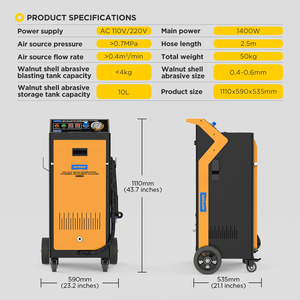 เครื่องทำความสะอาดคาร์บอนในเครื่องยนต์ AUTOOL HTS728 1400W แบบพ่นทรายวอลนัท สำหรับช่องรับอากาศและห้องเผาไหม้ HTS728 Walnut - Product Image 4