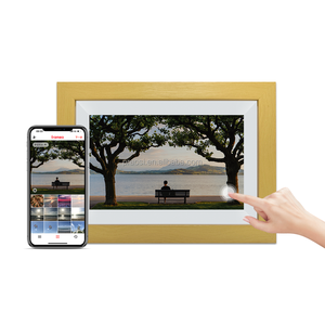 Pour cadre photo numérique en bois en bois HD IPS écran tactile Wifi cadre photo électronique rotation automatique partager des <span class=keywords><strong>photos</strong></span> vidéo via Frameo - Product Image 1