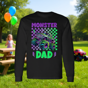 Monster Truck Dad T-shirt à manches longues pour homme adulte, col rond, imprimé numérique, chemise de fête en famille - Product Image 3