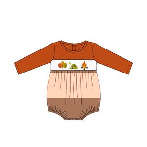 Puresun custom designs boutique girl fall clothing set smocked abbigliamento per bambini con ricamo da campeggio - Product Image 2