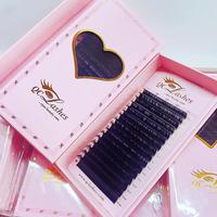 Logo personnalisé Coréen Vison Facile Éventail Doux Mat Noir Cachemire Volume Soie Cils Individuels Extension Plateaux Fournitures En Gros