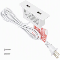 Güç Kaynaklı USB Hub Soketli Gömme USB Priz Çoğaltıcı, Güç Kaynağı ile 2 USB Girişi 2.1A, Yatak, Masa, Sehpa, Kanepeye Monte Edilebilir, Beyaz