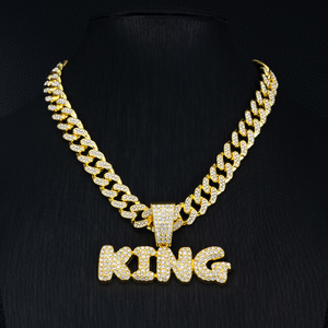Collana con Ciondolo a Fibbia Monarch Seal KING, con Zirconia Completa, Chiusura Oversize, Gioielli Statement Hip Hop da Uomo, Produzione <span class=keywords><strong>di</strong></span> Fabbrica - Product Image 2