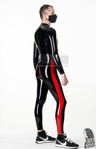 <span class=keywords><strong>Catsuit</strong></span> in lattice <span class=keywords><strong>Zentai</strong></span> con cerniera frontale 'Side-Swiper' da uomo, nero/giallo, spessore 0,4 mm - Product Image 2