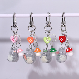 Llavero de hongo de corazón de cinco estrellas, colgante de Totoro flocado bonito, estilo Ins de moda, Metal de peluche de juguete, bolso de moda, accesorios, llavero - Product Image 4