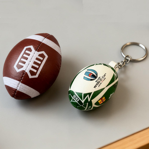 Mini Rugby Ball Keychain Set Durable Sports Fan Souvenir Collector Gift for Sport Game and Custom Logo Bulk Order