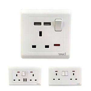 Ổ Cắm Và Công Tắc Điện 13A Sử Dụng Tại Nhà 2 <span class=keywords><strong>Gang</strong></span> Với Đèn Neon - Product Image 6