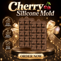Mini kersen-vormige siliconen malletjes, 2 stuks, BPA-vrij, food grade, 15 holtes, ovenbestendig voor chocolade, snoep, gummy, gelei, fruit snacks