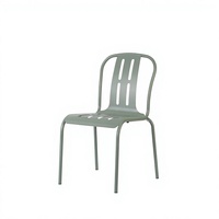 Chaise d'extérieur empilable en aluminium vert clair, chaise de jardin en métal avec revêtement poudré pour terrasse