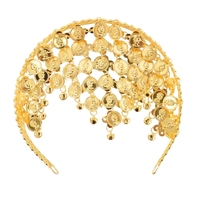 Bijoux indiens en gros : Bandeau de tête en métal doré avec pampilles et pièces de monnaie, style bohème, pour la danse du ventre, bijoux pour cheveux, bijoux indiens