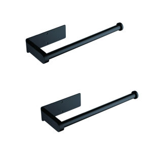DB 2-Pack <b>Black</b> Self-Adhesive Wall Mount Paper <b>Towel</b> <b>Holder</b> Kitchen Cabinet Storage - Product Image 1