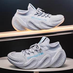 Spring Summer Knitted <b>Socks</b> Shoes Men's Breathable Sports Shoes Student Simple Casual Coconut Men's Shoes - Product Image 4