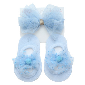Konlee bán buôn nóng bán trẻ sơ sinh Bộ Quà Tặng ren hoa Headband và chống trượt bông ăn mặc Vớ cho trẻ sơ sinh cho mùa đông - Product Image 4