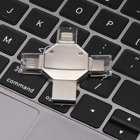 Nueva Unidad Flash USB 3.0 4 en 1 de Alta Capacidad y Velocidad para Computadoras, iPhones (Tipo-C) y Dispositivos Android - Diseño Metálico Premium