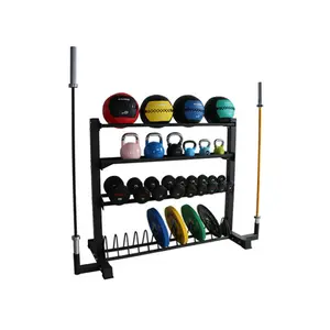 Rack de armazenamento multifuncional para academia, suporte portátil para halteres e agachamento com barra de aço resistente, suporte livre para bancada